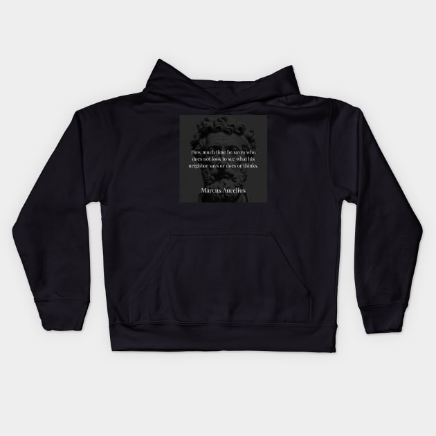 Marcus Aurelius's Temporal Wealth Kids Hoodie by Dose of Philosophy